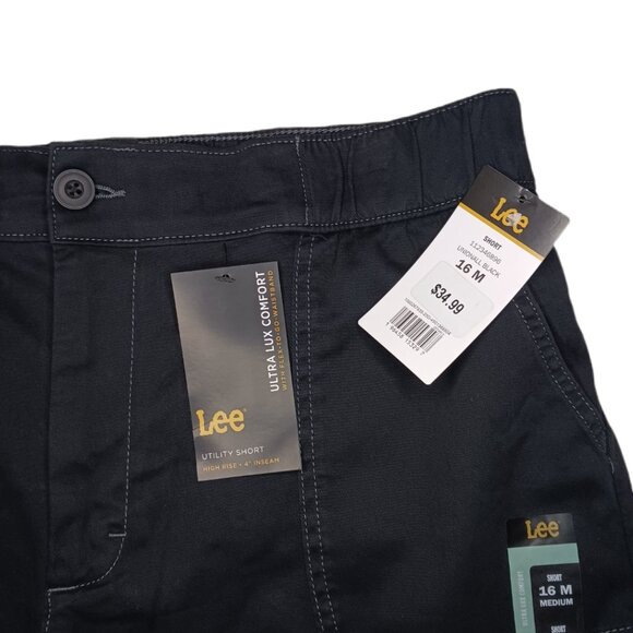 Lee Womens Size 16 M Shorts Black Utility Lux Comfort Flex Waist High Rise - Picture 2 of 14